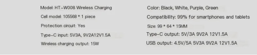 Ultracienki Magnetyczny Bezprzewodowy Power Bank